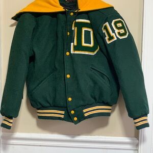 GAME Sportswear Varsity Jacket Green Yellow Fleece Softball Damascus Pullover
